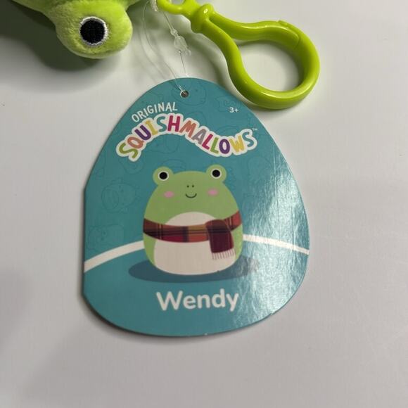 Squishmallows Wendy the Frog Plush Clip 3.5" inch Scarf Green Fall Winter NEW - Picture 3 of 3